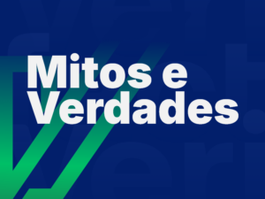 imagem com o texto "mitos e verdades" com a logotipo da verifact atrás